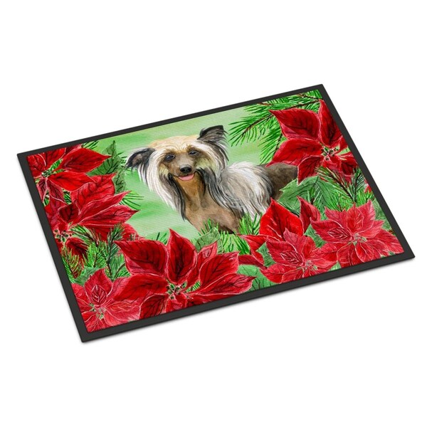 Carolines Treasures Chinese Crested Poinsettas Indoor or Outdoor Mat, 24 x 36 in. CK1307JMAT - main